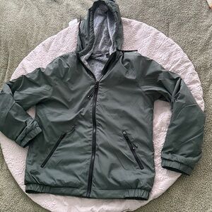 Free Country Olive Green Hooded Fleece Faux Fur Jacket Sz S